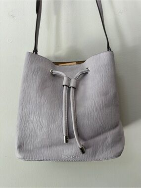 Calvin Klein Lavender Lilac Faux Leather Drawstring Bucket Bag - EUC